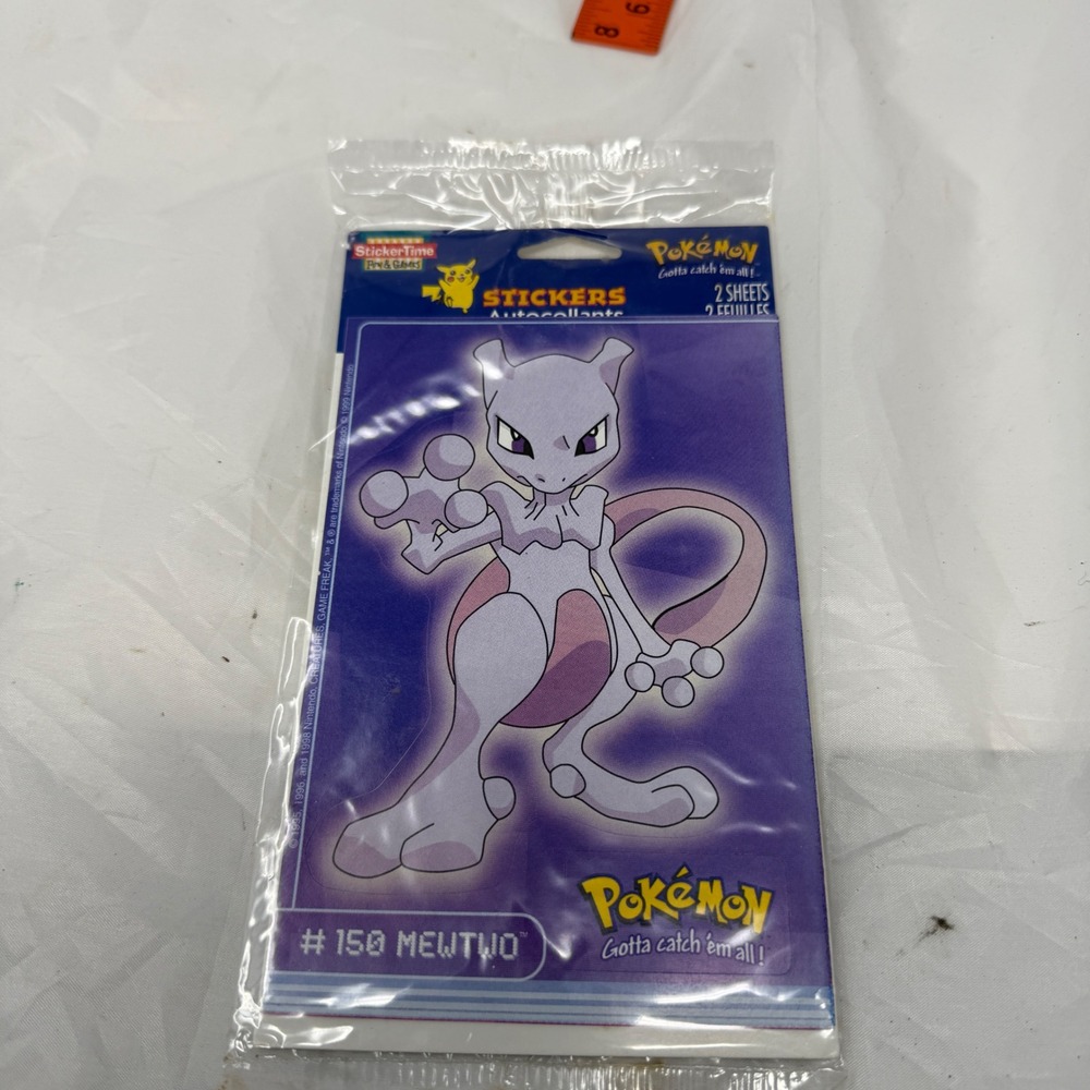 Vintage 1999 Pokemon Mewtwo 150 StickerTime 2 Sheets Sealed American Greetings